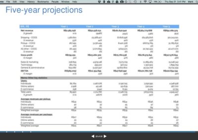 Financials slide for the pitch of Mandae